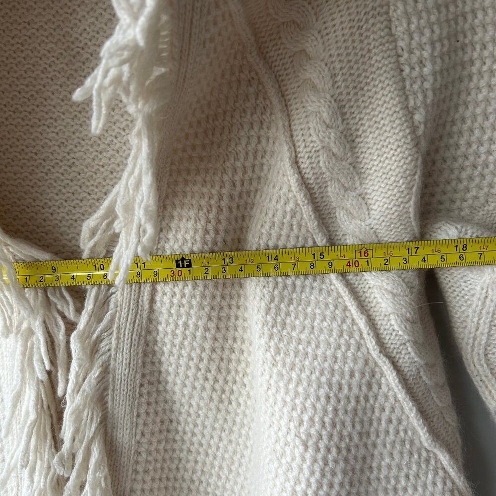 Anthropologie Sleeping on Snow Fringe Cardigan Cream Wool Angora Blend - Picture 7 of 10